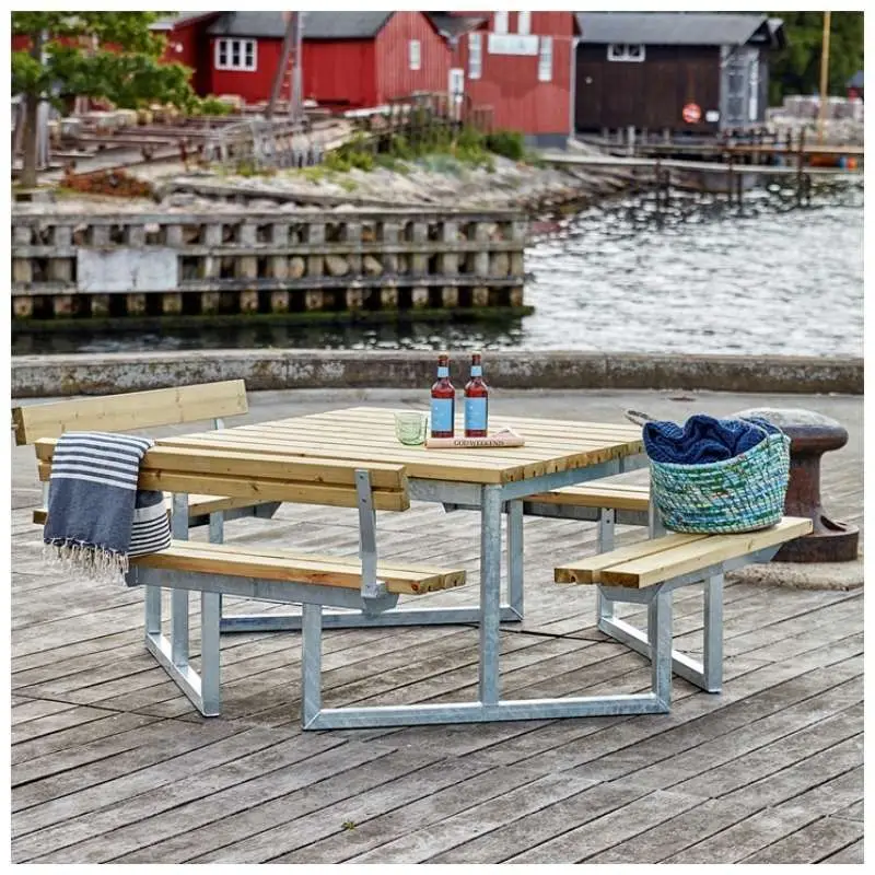 Voordeelprijs Picknicktafel vuren geimpregneerd - Twist vierkant 2 rugleuningen 227 x 204 x 76 cm
