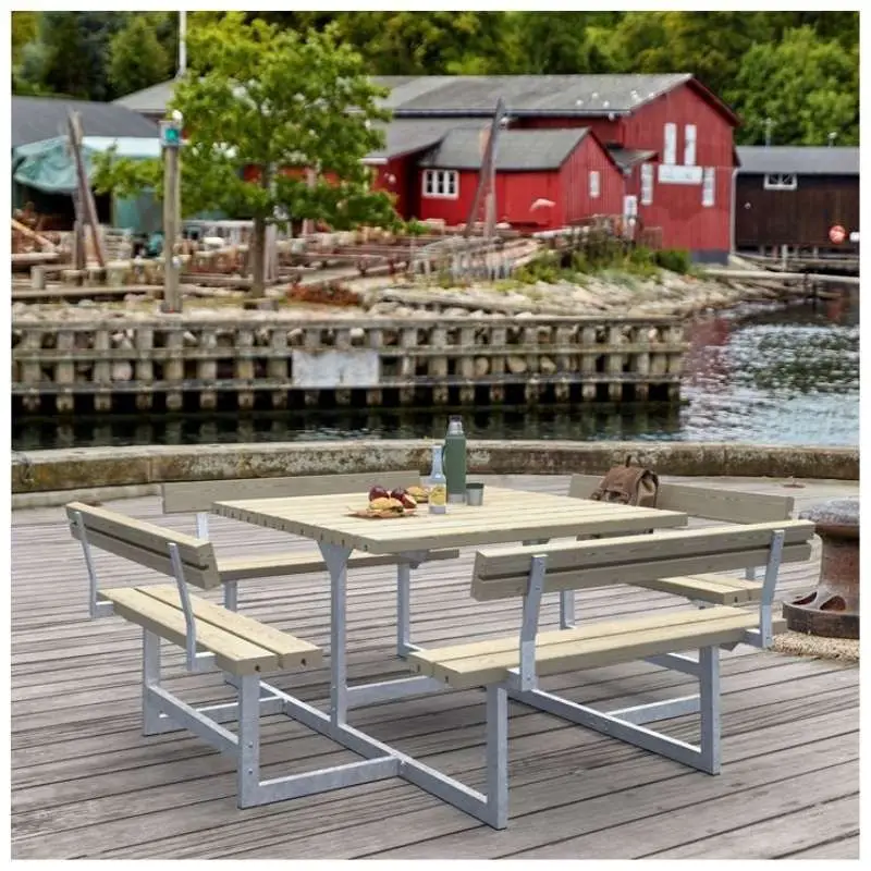 Tijdelijk Beschikbaar Picknicktafel vuren geimpregneerd - Picknick vierkant 4 rugleuningen 224 x 224 x 76 cm