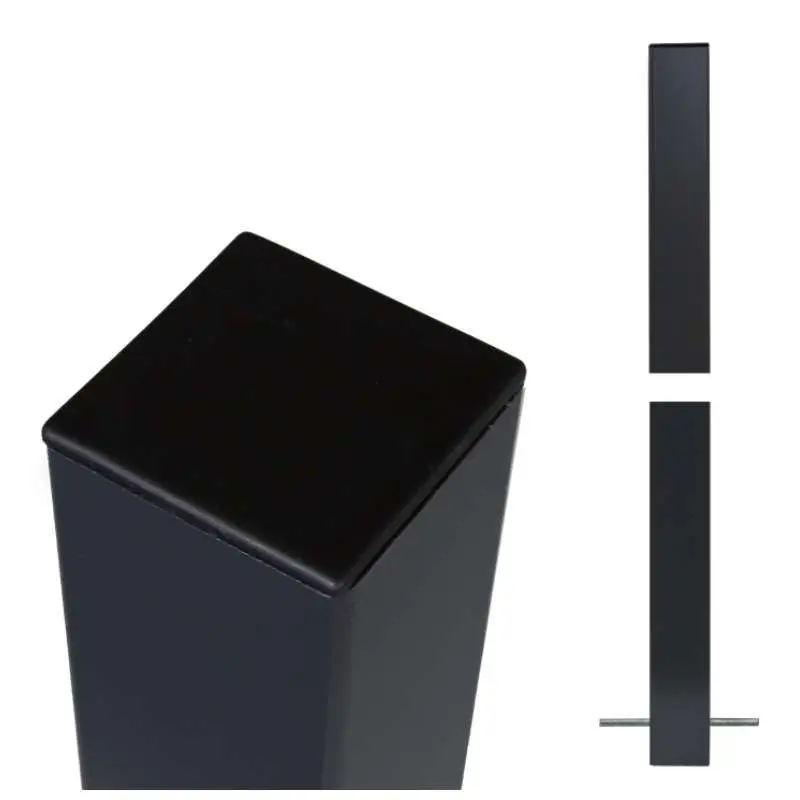 Gratis Retour Paal staal zonder voet zwart-grijs - 8 x 8 x 186 cm