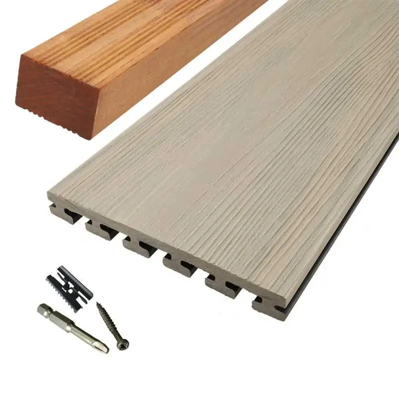 Vlonder totaalpakket composiet 2,5 x 21 cm Ibiza (4 mtr) vlak/schorsmotief Voordeelprijs