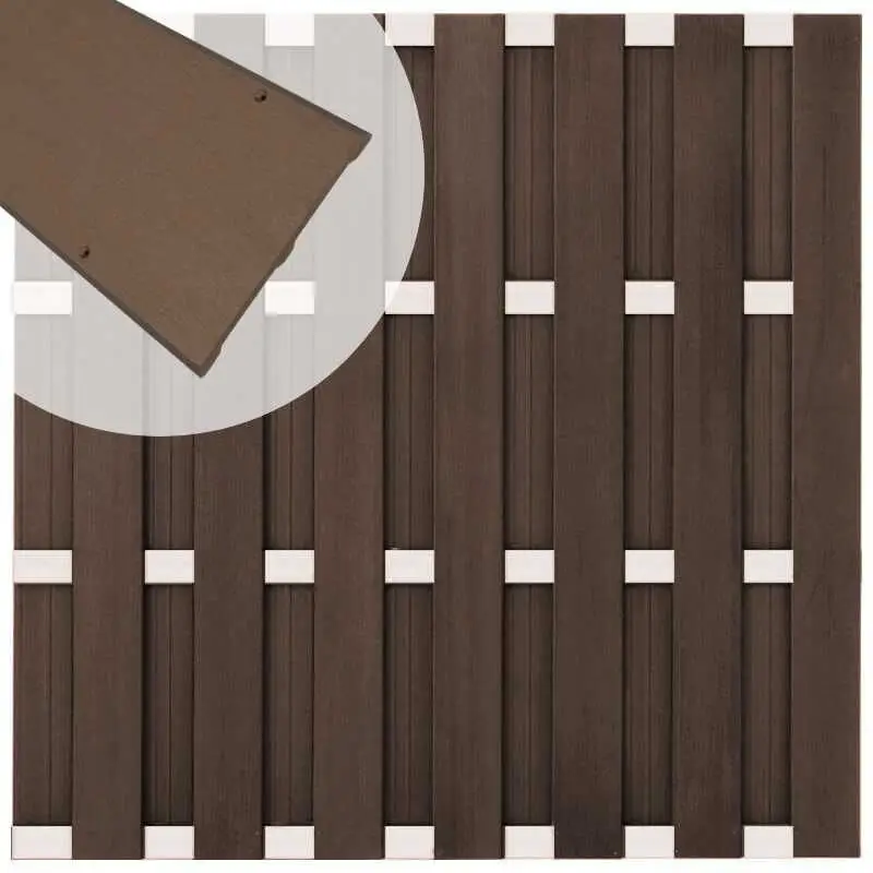 Koop Vandaag Schutting composiet Bari donker bruin met blank aluminium frame (180 x 180 cm)