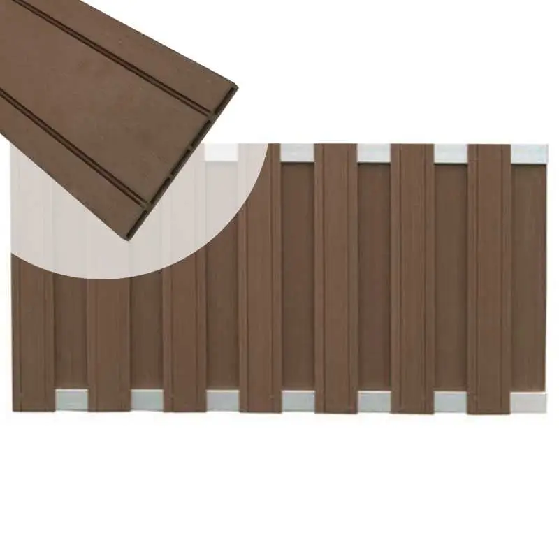 Laatste Versie Tuinhek composiet Stijl bruin met blank aluminium frame (180 x 93 cm)