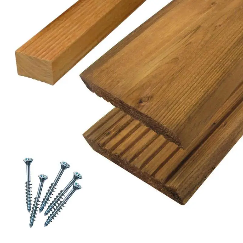 Actieprijs Vlonderplank totaalpakket geïmpregneerd Vuren bruin 2,8 x 14,5 cm (3,6 mtr) groef/vlak
