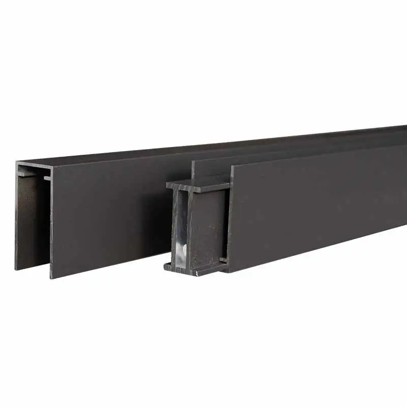 Fabrieksprijs Onder- en bovenregel aluminium - Modular zwart gepoedercoat verticaal - 2 x 2,5 x 180 cm