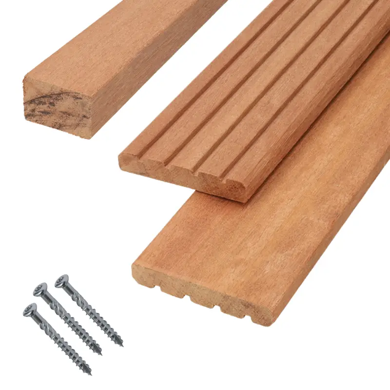 Vlonderplank totaalpakket hardhout Kapur 1,6 x 9 cm (185 cm) v-groef/vlak Fabrieksprijs