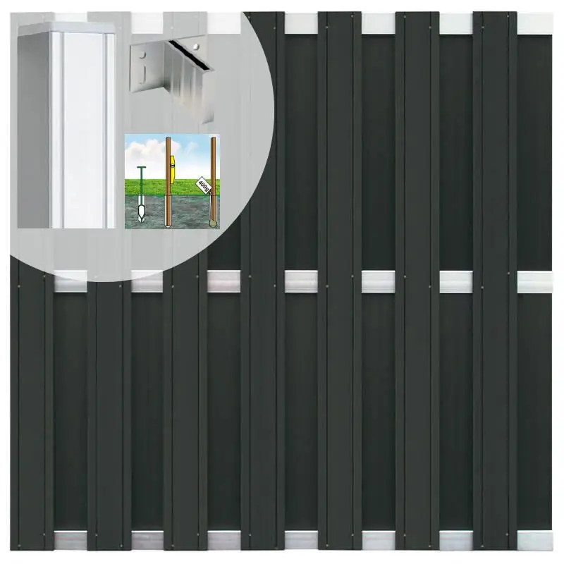 Schutting set composiet Stijl antraciet met blank aluminium frame (5,67 meter) Shop Nu