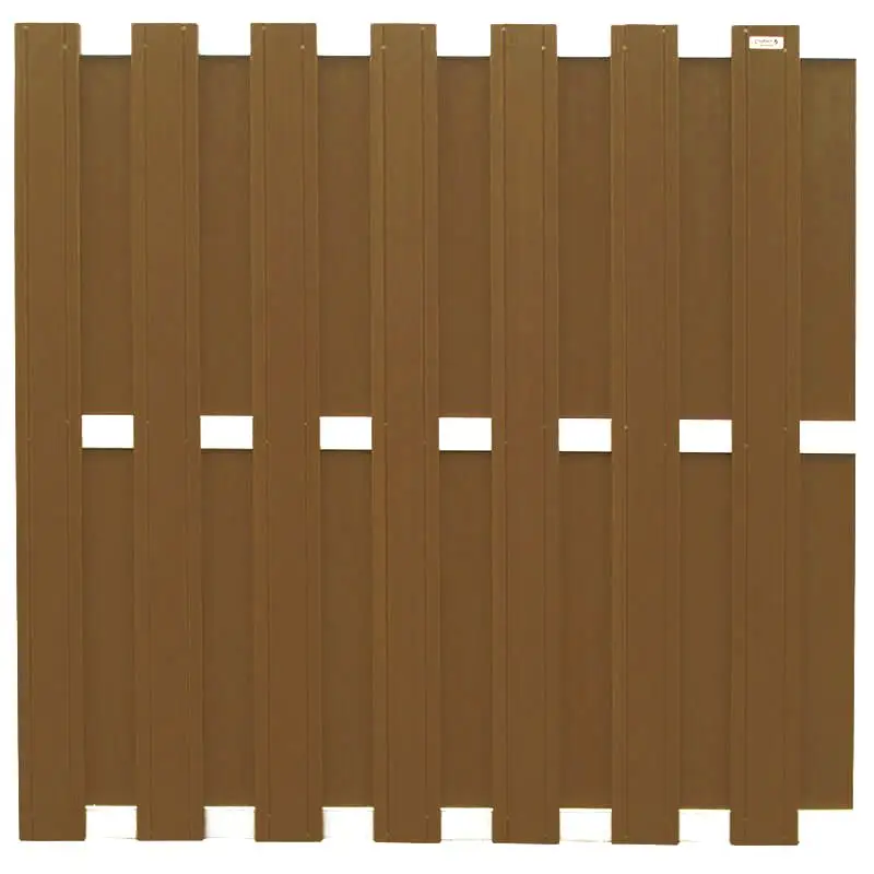 Korting Schutting composiet Design bruin met blank aluminium frame (180 x 180 cm)