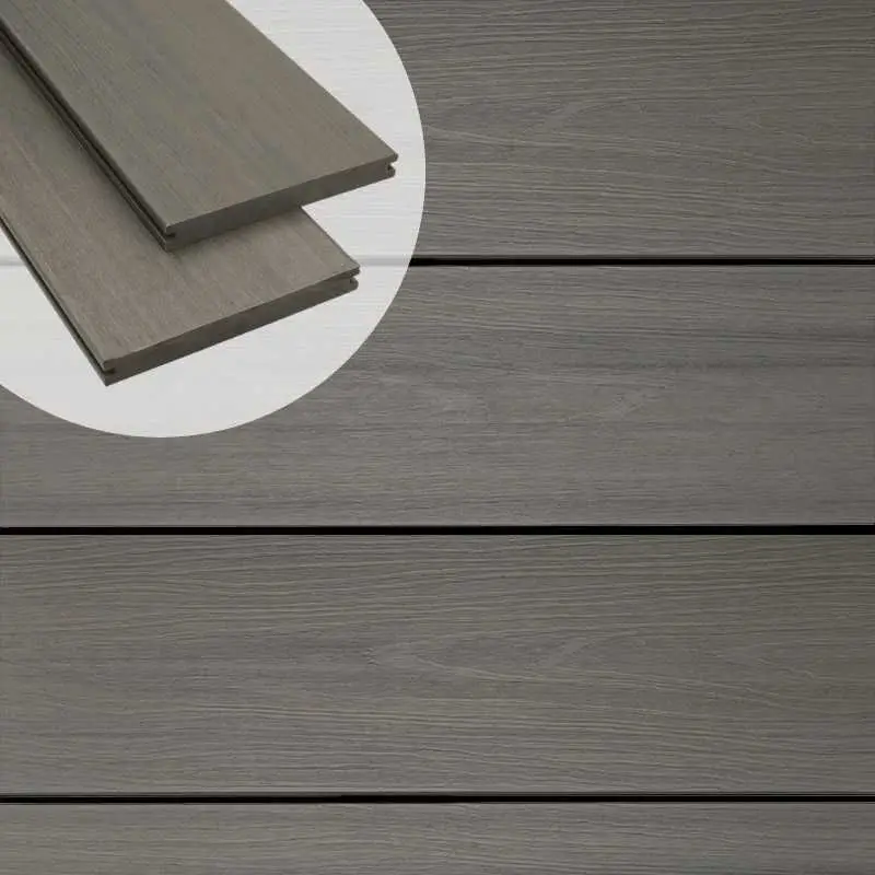 Vlonderplank composiet massief 2,3 x 19 cm Slate Grey vlak/houtnerf (3 mtr) Direct Beschikbaar