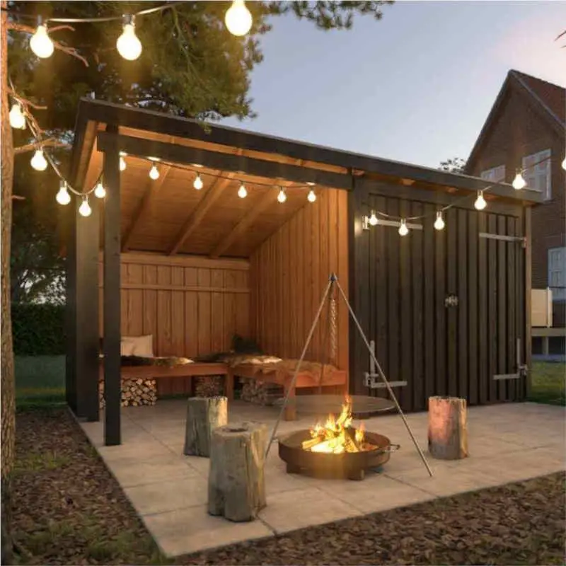 Aanbieding Overdekt huis met u-hoekbank en schuur 9,5 m2 compleet - 432 x 218 x 169/220 cm - Type C