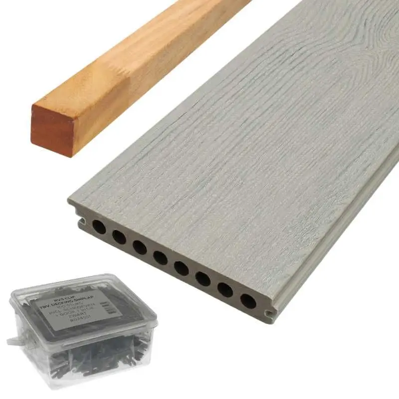 Beste Prijs Vlonder totaalpakket composiet semi massief co-extrusie 2,1x14 cm Loft Grey (4 mtr) houtnerf