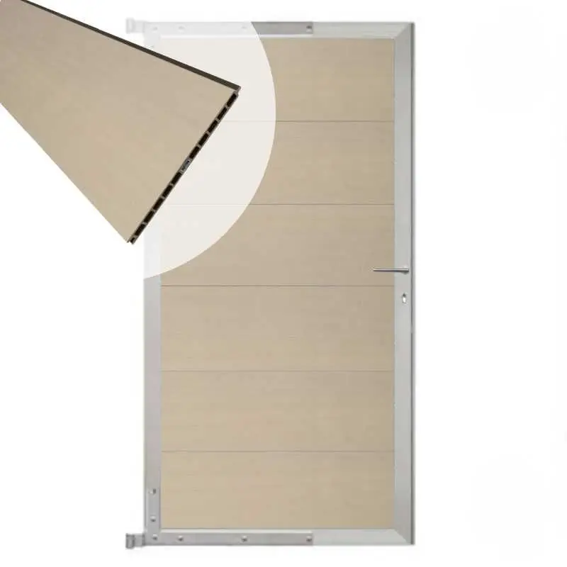 Tuindeur composiet Como beige met blank alu kader (90 x 180 cm) Snelle Levering