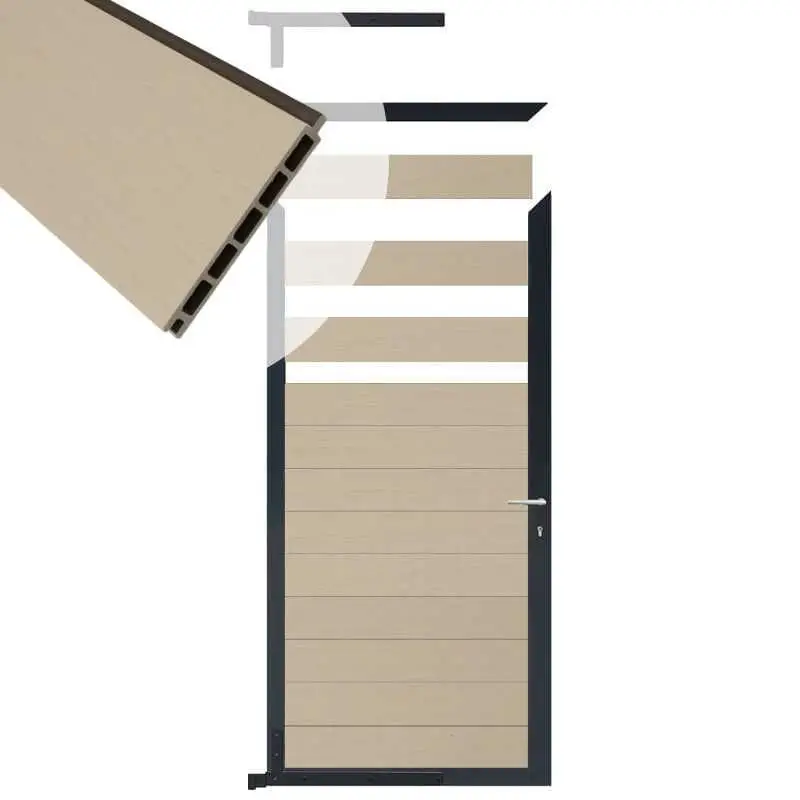 Express Levering Tuindeur composiet Garda beige met antraciet alu kader (90 x 180 cm)