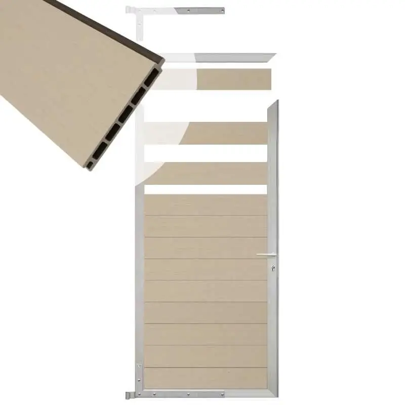 Tuindeur composiet Garda beige met blank alu kader (90 x 180 cm) Direct Beschikbaar