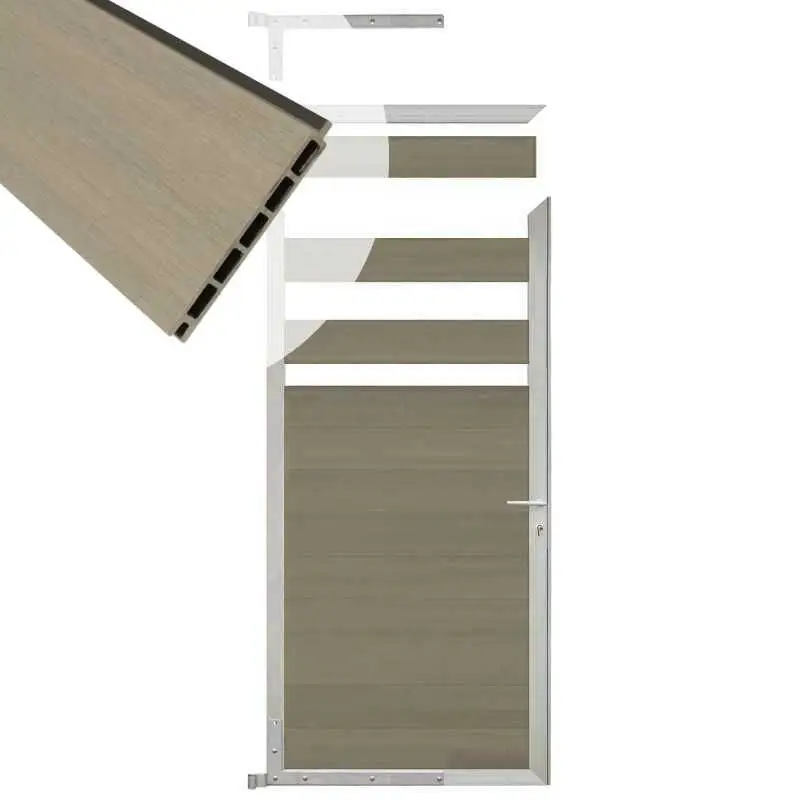 Tuindeur composiet Garda vergrijsd bruin met blank alu kader (90 x 180 cm) Direct Verzonden