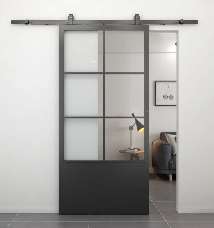 Alleen Vandaag Stalen schuifdeur - Loft - 6 vaks helder glas - kickplate - 215x100 cm