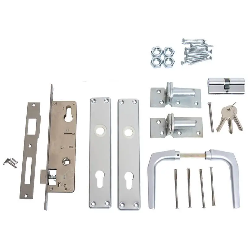 Beste Prijs Deurbeslag voor tuindeur - Aluminium - complete set met 3 sleutels incl. duim&draadstang