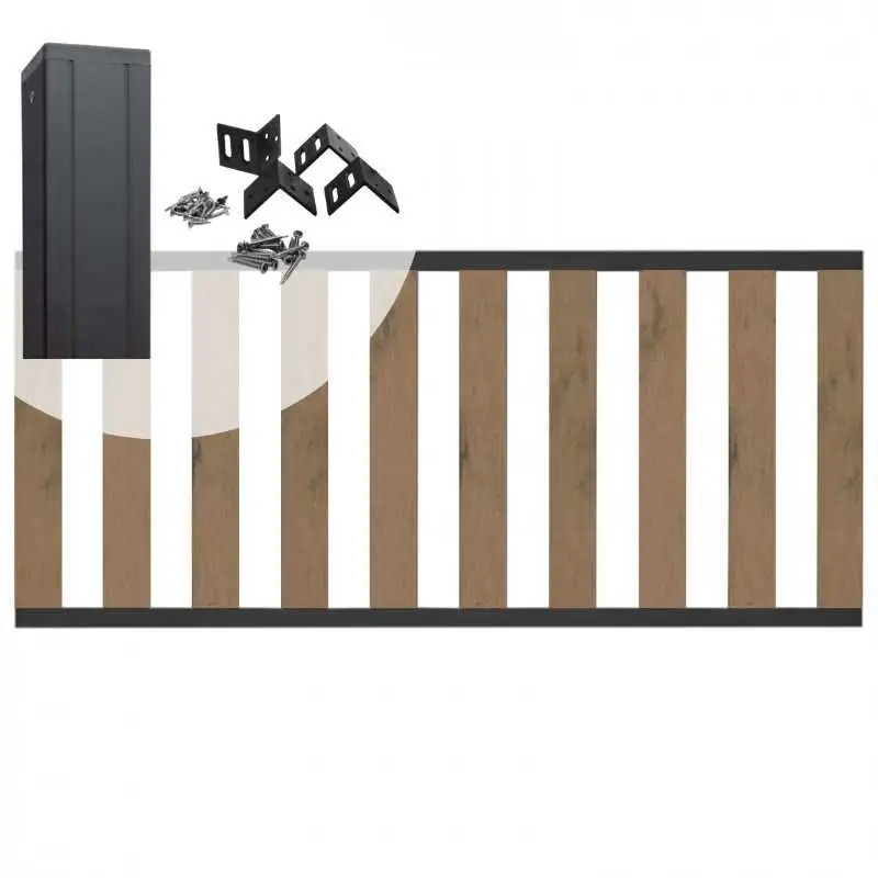 Tuinhek set composiet bruin gevlamd Design met antraciet alu frame (7,54 mtr) Hoge Kwaliteit