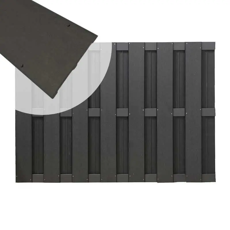 Voordeelprijs Zelfbouw schutting composiet Bari antraciet met antraciet alu accessoires (180 x 123 cm)