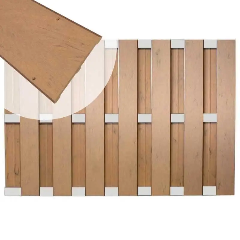 Zelfbouw schutting composiet Bari bruin gevlamd met blank alu accessoires (180 x 123 cm) Speciale Aanbieding