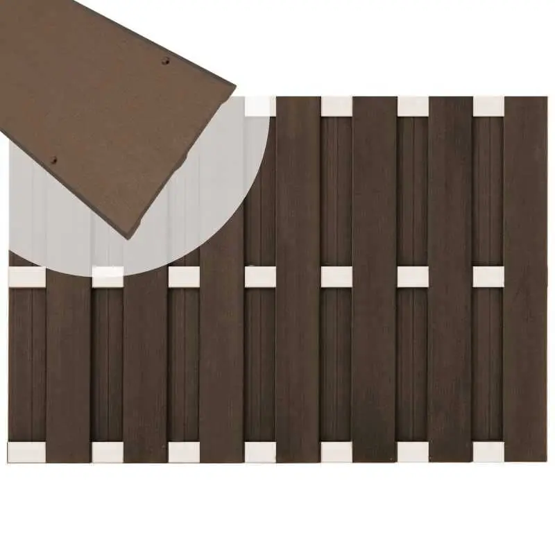Zelfbouw schutting composiet Bari donkerbruin met blank alu accessoires (180 x 123 cm) Fabrieksprijs