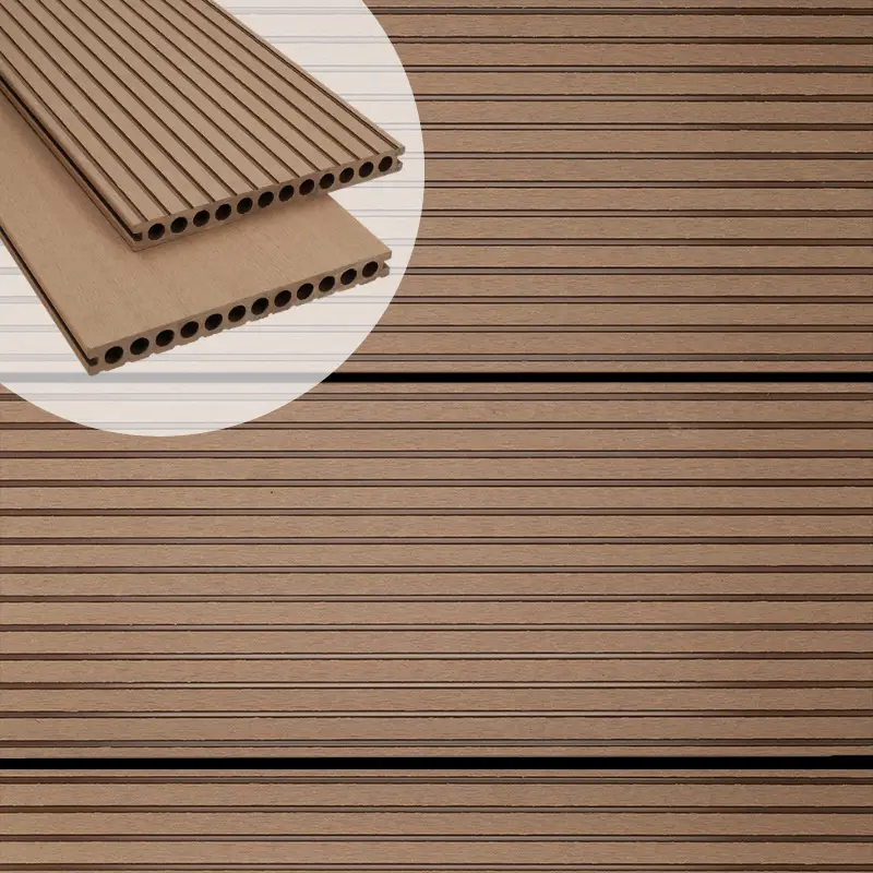 Exclusieve Aanbieding Vlonderplank composiet semi massief 2,5 x 25 cm - XWB Douala (3 mtr) vlak en grove ribbel