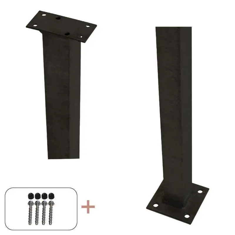 Direct Verzonden Paal staal met voet zwart incl. schroeven - 4,5 x 4,5 x 103,3 cm