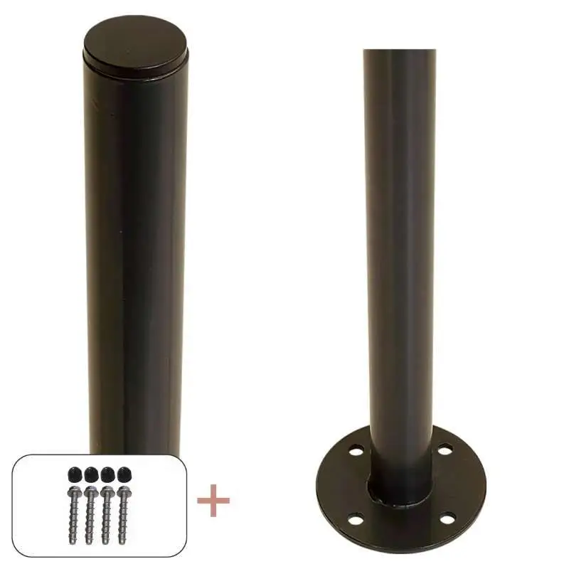 Exclusieve Aanbieding Paal rond staal met voet zwart-grijs incl. schroeven - 4,2 x 96 cm