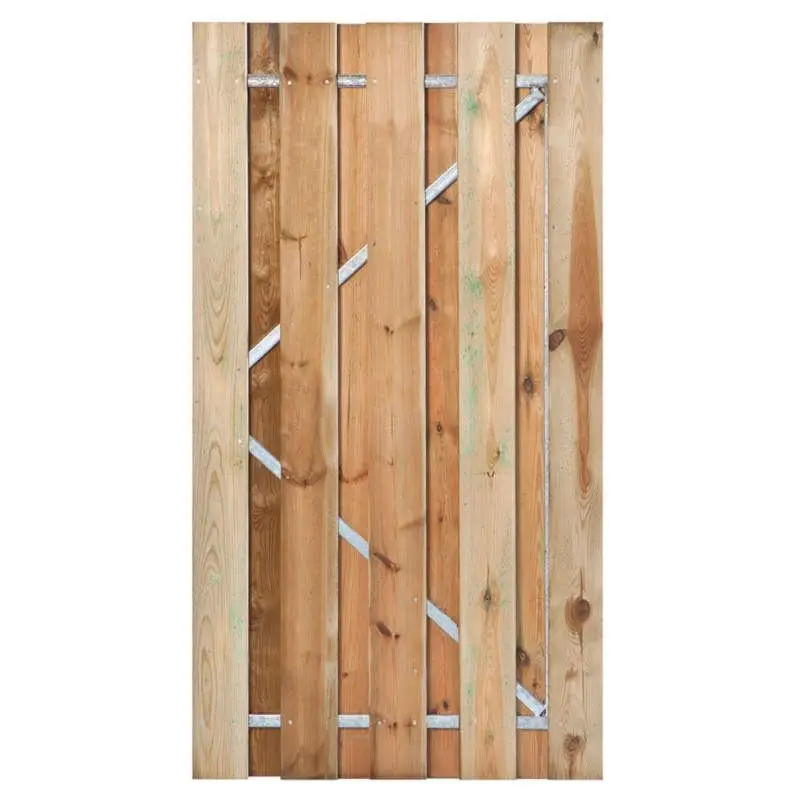 Bestel Nu Tuindeur grenen recht met stalen frame groen geimpregneerd (140 x 195 cm)