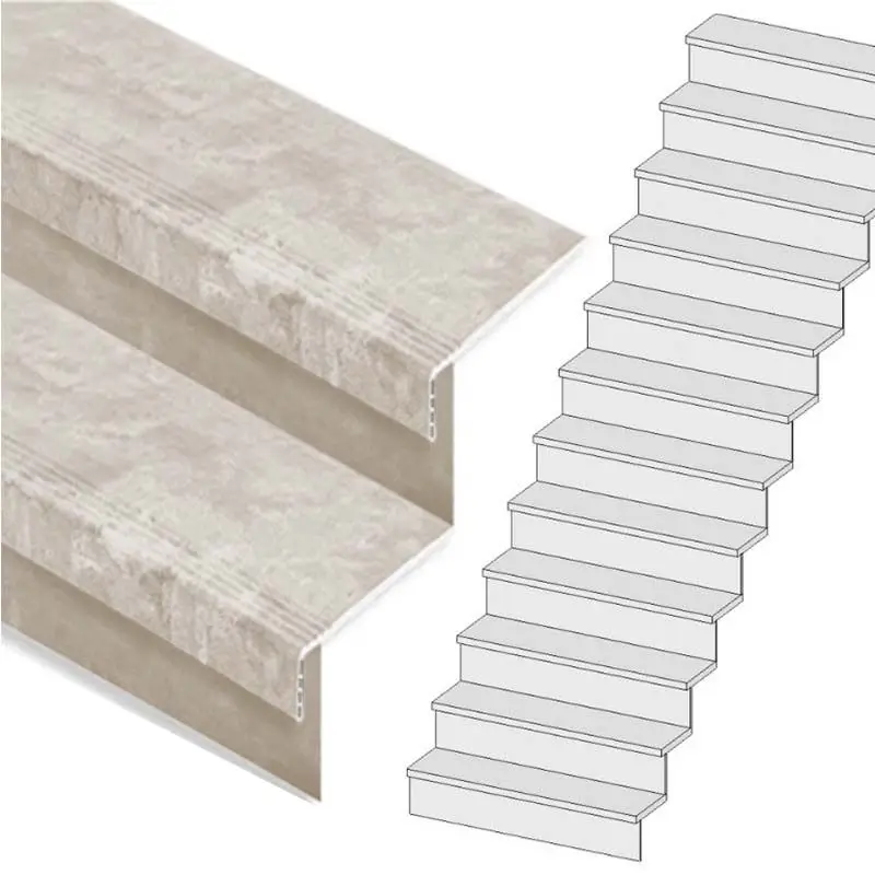 Traprenovatie set - rechte trap - 12 treden SPC toplaag Beton Taupe incl. stootborden Laatste Versie