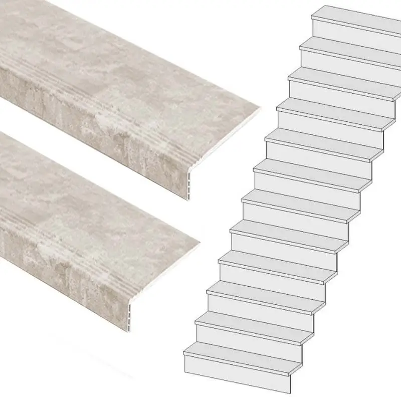 Hoge Kwaliteit Traprenovatie set - rechte trap - 15 treden SPC toplaag Beton Taupe