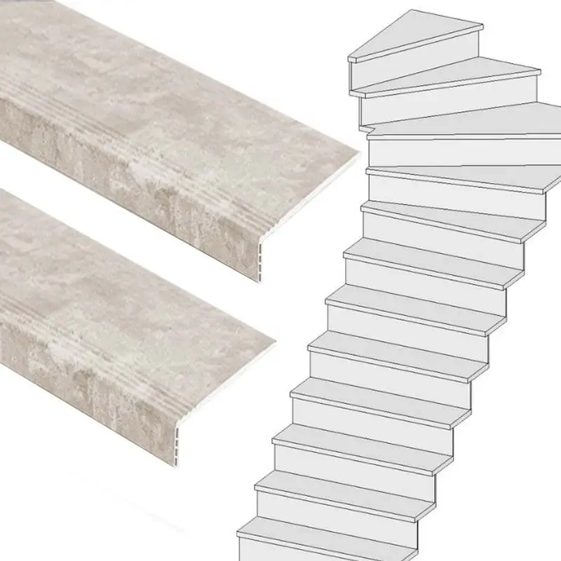 Op = Op Traprenovatie set - 1 kwart draai - 15 treden SPC toplaag Beton Taupe