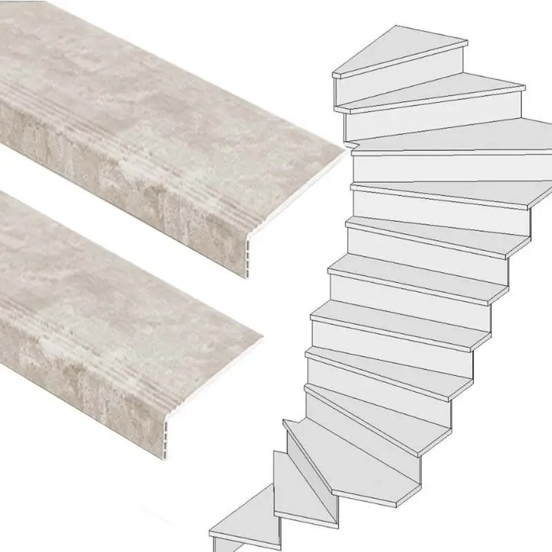 Bestel Nu Traprenovatie set - 2 kwart draai - 15 treden SPC toplaag Beton Taupe