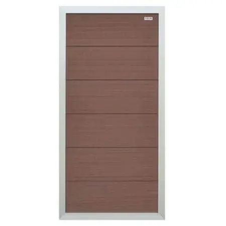 Uitverkoop Schutting composiet Forte bruin met blank aluminium kader (90x 180 cm)