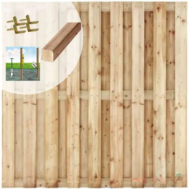 Goedkoop Schutting set vuren recht 17L groen geimpregneerd (5,67 meter)