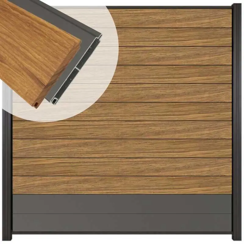 Zelfbouw schutting hardhout Mix & Match Thermo Fraké / antraciet - antraciet alu accessoires (180 x 180 cm) Express Levering