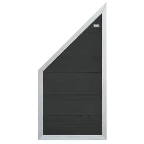 Goedkoop Schutting composiet schuin Forte antraciet met blank aluminium kader (90x 180/93 cm)