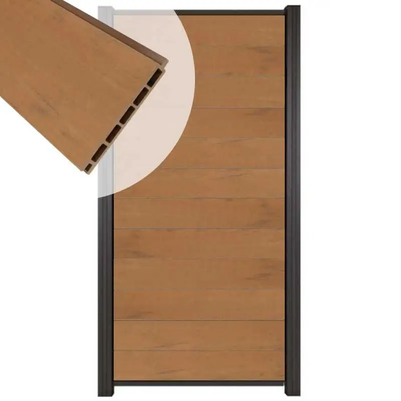 Zelfbouw schutting composiet Mix & Match bruinvlam - antraciet alu accessoires (90 x 180 cm) Laatste Versie