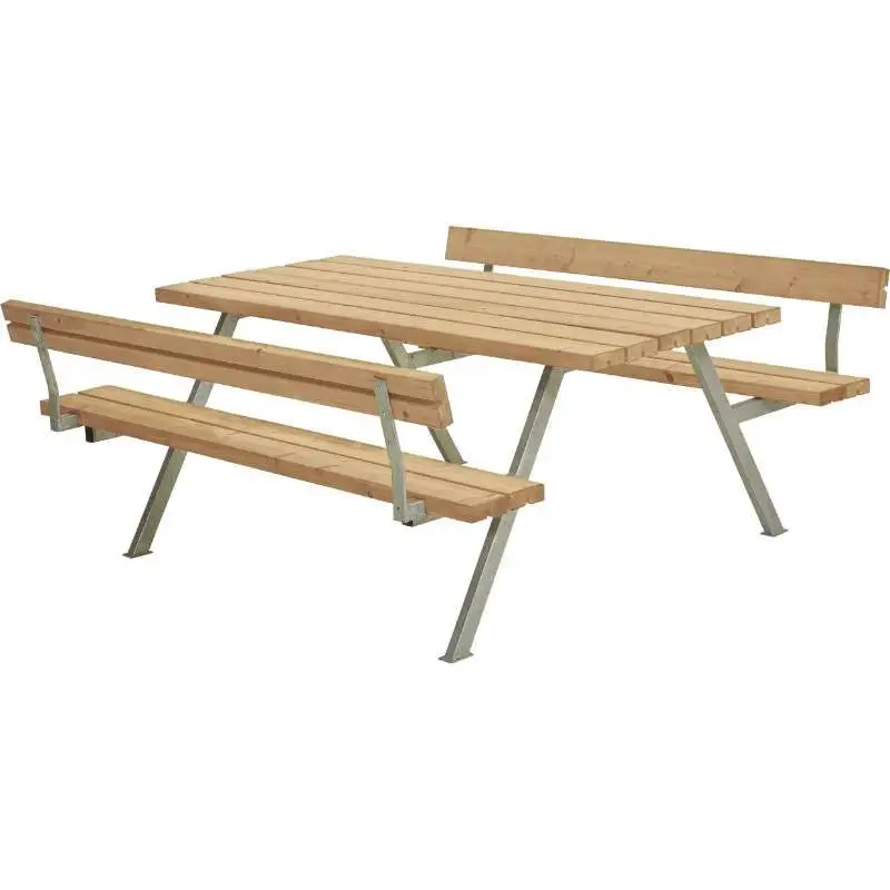 Dagaanbieding Picknicktafel thermowood - Alpha - 2 rugleuningen -185 x 177 x 76 cm