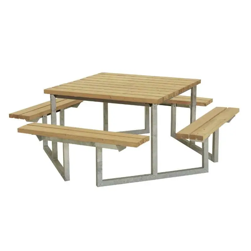Koop Vandaag Picknicktafel thermowood - Twist - vierkant - 204 x 204 x 73 cm