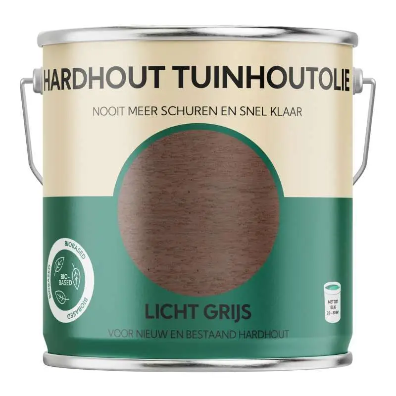 Hardhout olie biobased - Licht grijs 2,5 liter Bestel Nu