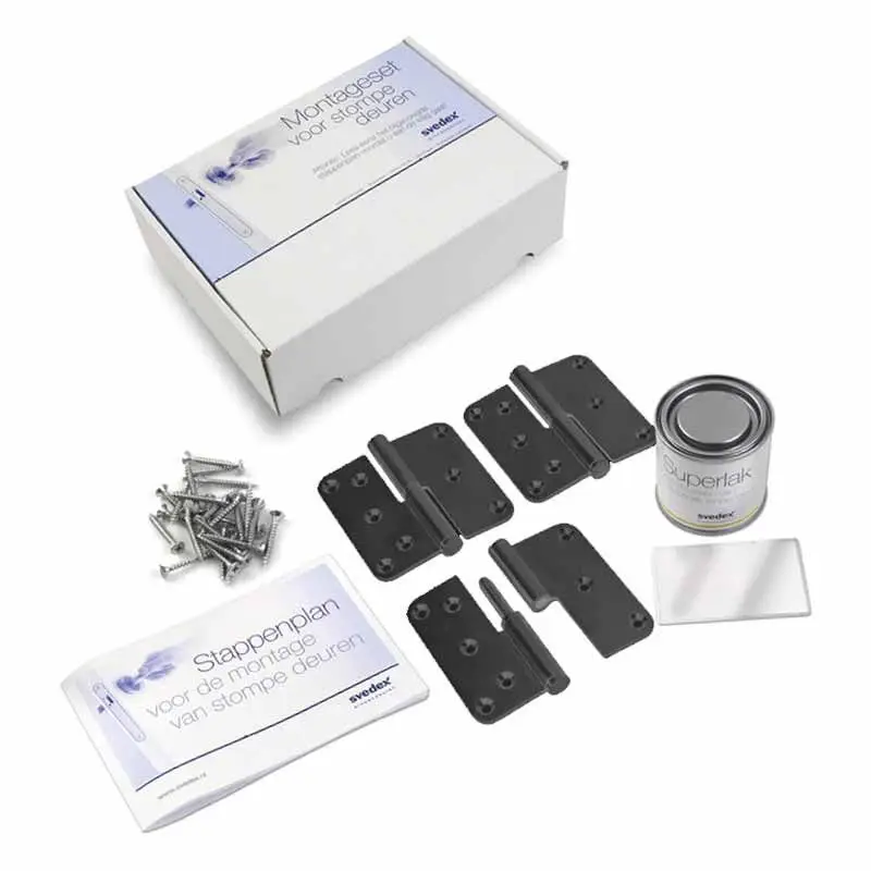 Montageset zwart stompe deuren t.b.v. linksdraaiende deur extra wit Gratis Retour