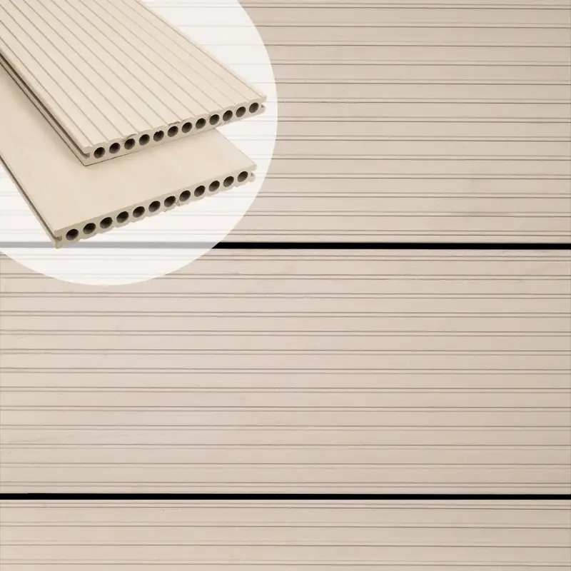 Snelle Levering Vlonderplank composiet semi massief 2,5 x 25 cm - XWB Riviera (5 mtr) vlak en grove ribbel