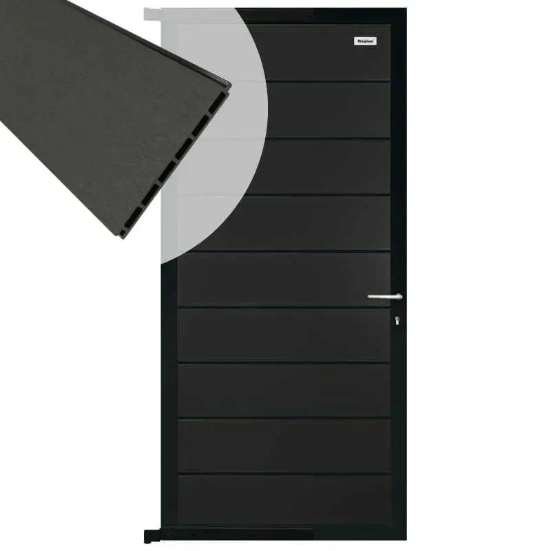 Finale Uitverkoop Tuindeur composiet Modular Antraciet met antraciet aluminium frame compleet (90 x 200 cm)