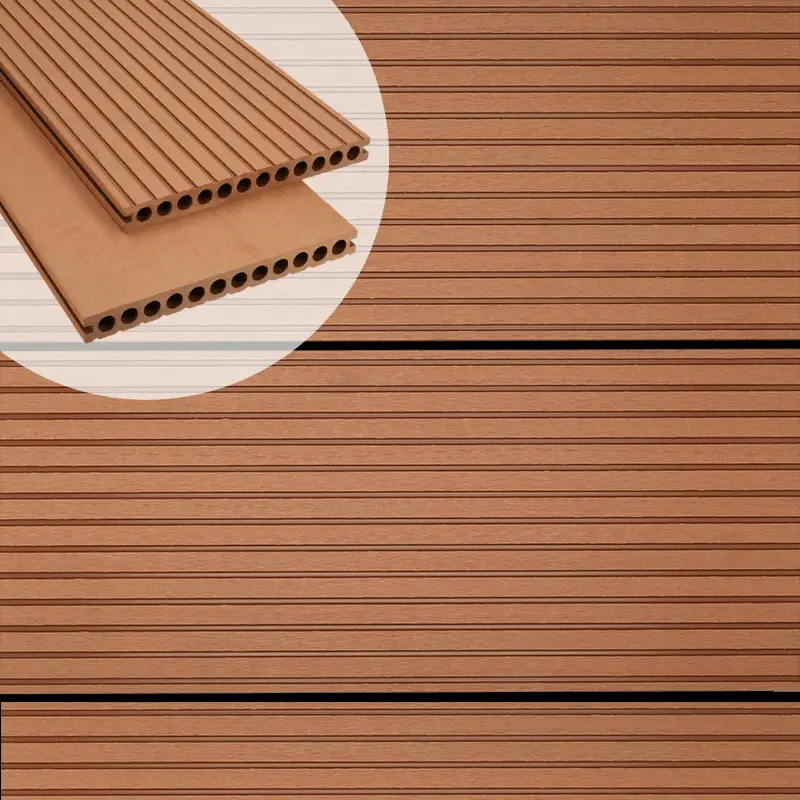 Betrouwbaar Vlonderplank composiet semi massief 2,5 x 25 cm - XWB Havana (5 mtr) vlak en grove ribbel