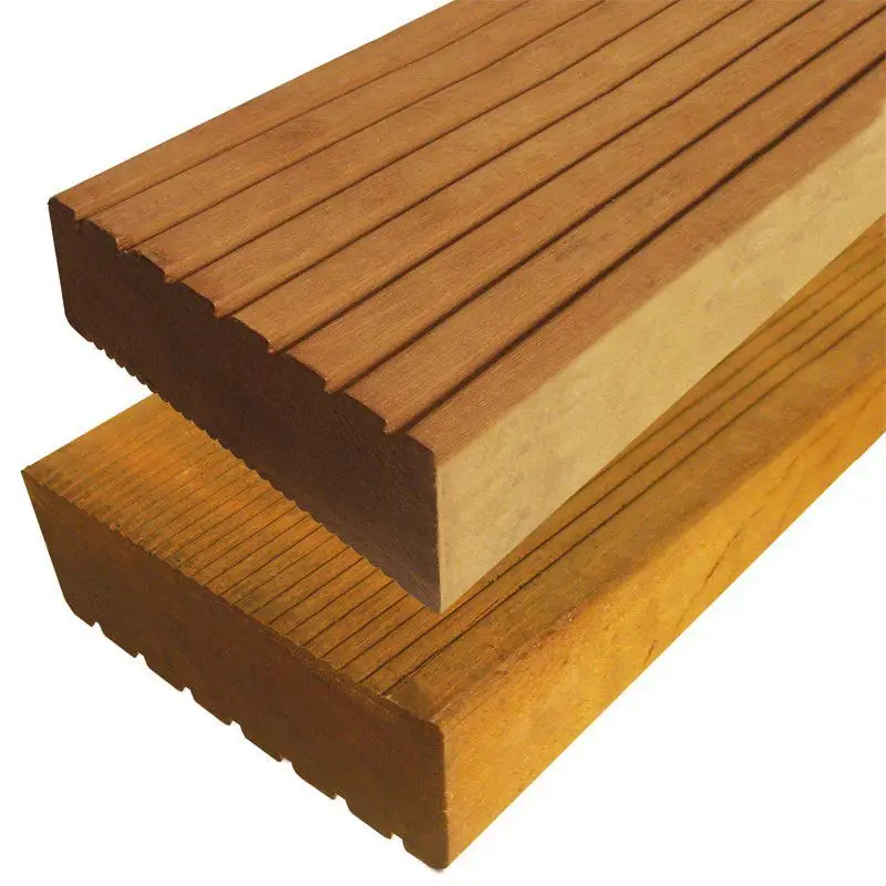 Direct Beschikbaar Trap en brug plank hardhout Bankirai 4,5 x 14,5 cm (3,95 mtr) groef/ribbel