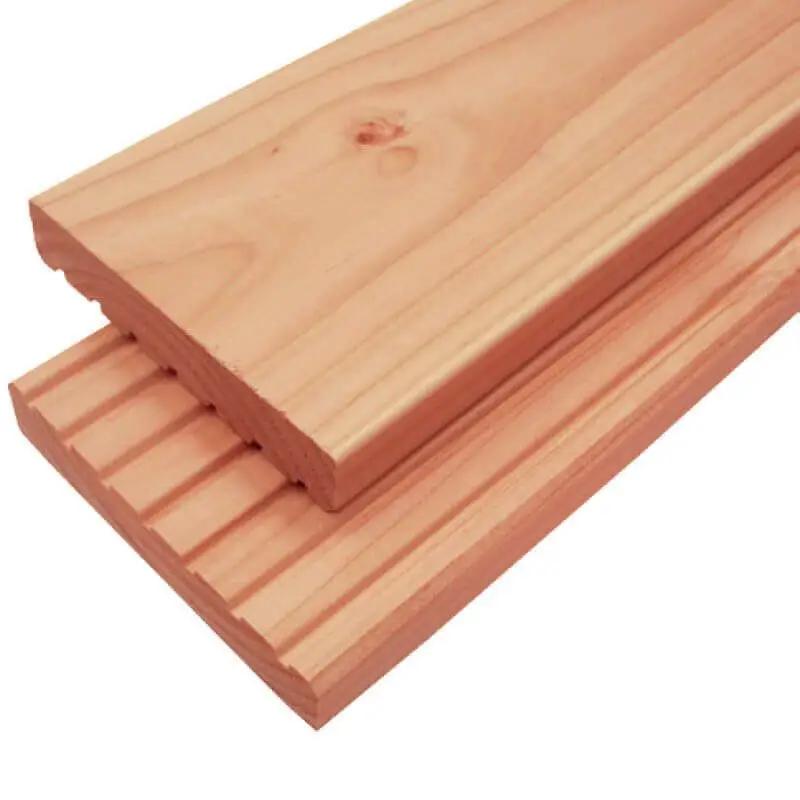 Vlonderplank Douglas 2,7 x 14,5 cm (4,00 mtr) groef/vlak Uitverkoop