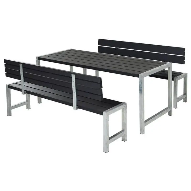 Fabrieksprijs Planken tuinset vuren geimpregneerd - Plankesaet rugleuningen zwart 77 x 186 x 72 cm
