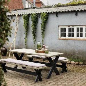 Gereduceerde Prijs Tafel vuren geimpregneerd - Nostalgi zwart en grijsbruin 76 x 177 x 72 cm