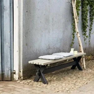 Bank vuren geimpregneerd - Nostalgi zwart en grijsbruin 38 x 177 x 44 cm Fabrieksprijs