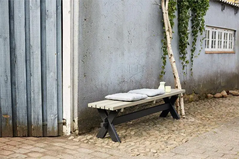 Bank vuren geimpregneerd - Nostalgi zwart en grijsbruin 38 x 177 x 44 cm Fabrieksprijs